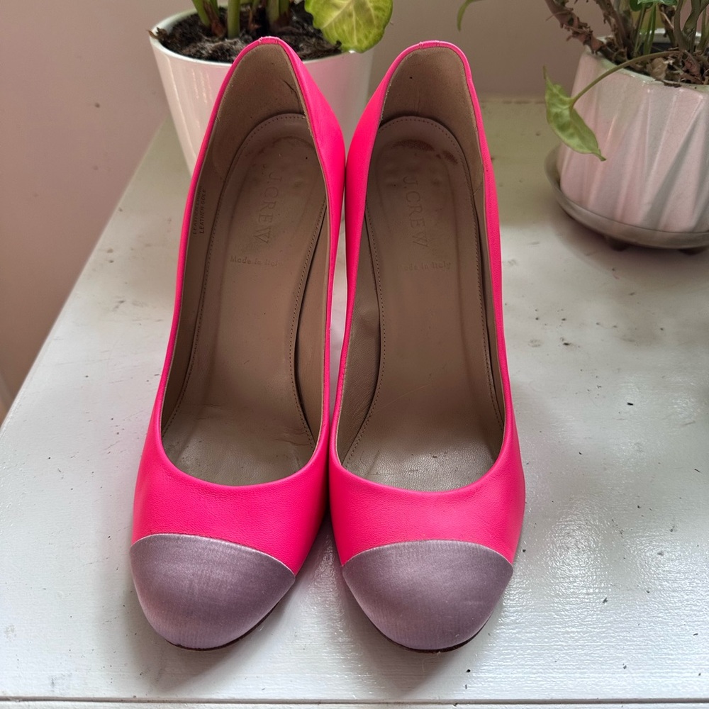 J. Crew Bright Pink and Lavender Heels